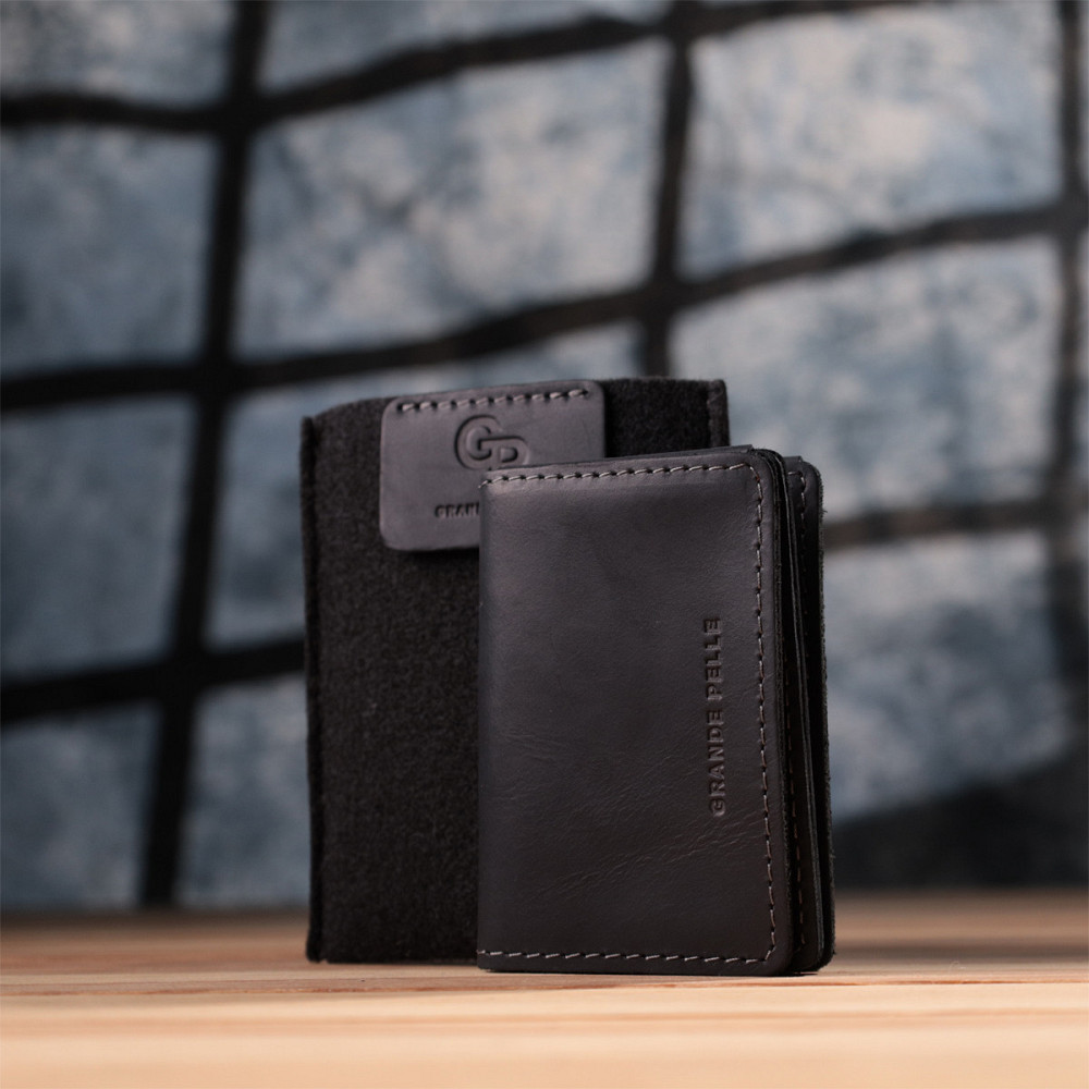 Превосходная обложка на автодокументы в винтажной коже GRANDE PELLE 22872 Черный Киев - изображение 1