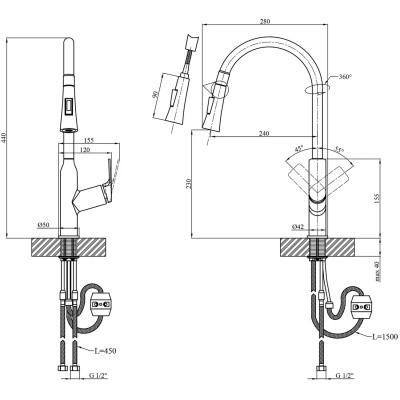Смеситель Kroner Graz-GRP030-T + змішувач Graz-GRP010 (CVS30148) Винница - изображение 6