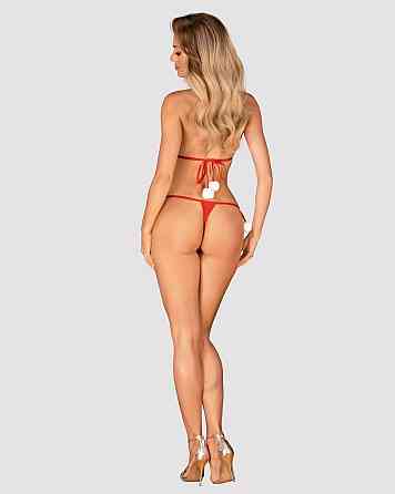 Комплект білизни з помпонами Obsessive Bobble Girl, червоний Sex Aura Київ