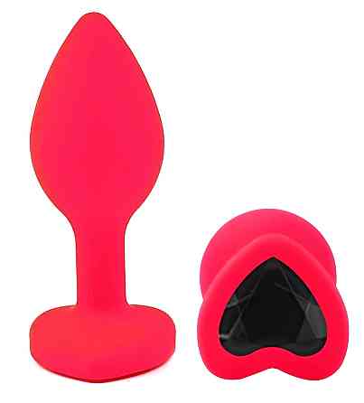Силиконовая анальная пробка EGZO - Silicone Pink Heart Plug Black, size S Sex Aura Киев