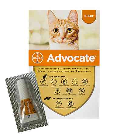 Капли Адвокат для кошек до 4 кг (0,4 мл 1 пипетка) BAYER Винница