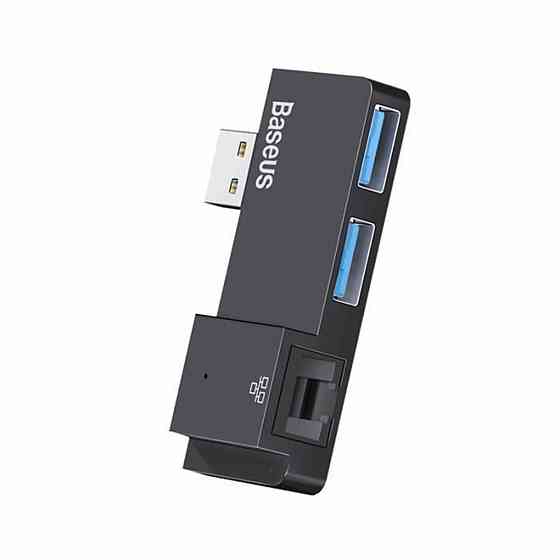 USB-Hub Baseus Multifunctional HUB (USB A to RJ45*1+USB3.0*2)Black Київ