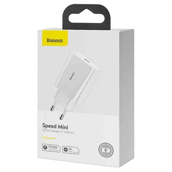 Мережевий зарядний пристрій Baseus Speed Mini PD Charger 20W 1 Type-C білий Львів
