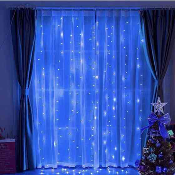 Гірлянда світлодіодна Водоспад 280 LED, прозорий шнур 3х1,5 м (Синій) зі зєднувачем Вінниця