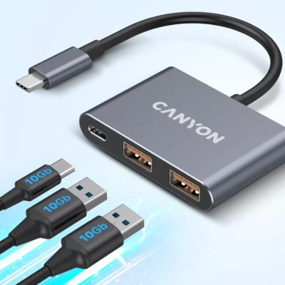 Концентратор Canyon hub DS-3 3in1 USB-C Dark Grey (CNS-TDS3) Вінниця - фото 9
