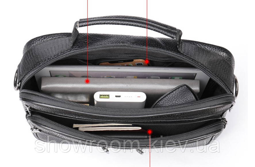 Чоловіча горизонтальна сумка Leather Collection (9916) коричнева Київ - фото 4