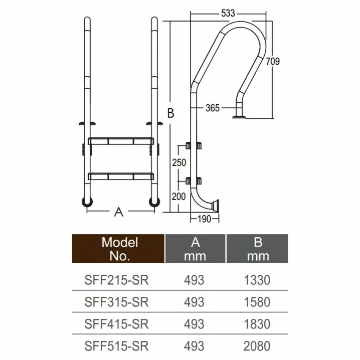 Лестница для бассейна Emaux Mixta SFF515-SR (5 ступеней). AISI-304 Киев - изображение 3