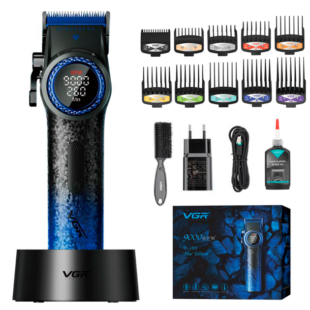 Машинка для стрижки VGR V-001 Blue (10 насадок) 4600 mAh LED дисплей Киев - изображение 1