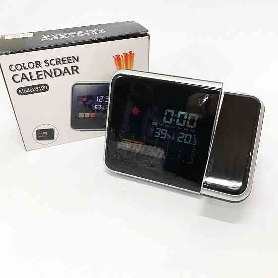 Годинник метеостанція DS-8190 2573 з проектором часу + календар SW-689 з термометром Київ