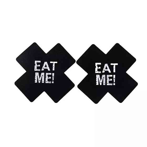Наклейки на груди Хрести з написом Eat me 8 на 8 см чорний Київ