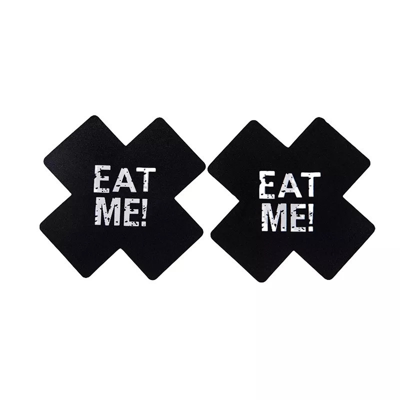 Наклейки на груди Хрести з написом Eat me 8 на 8 см чорний Київ - фото 1