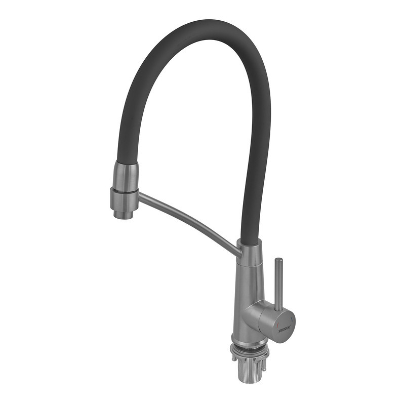 Кухонный смеситель Zerix FUL-017 с силиконовым изливом Graphite Refl.Black из нержавеющей стали SUS304 (графит) Харьков - изображение 5