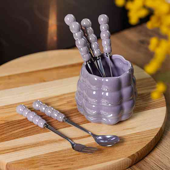 Набір десертних вилок і ложок на 3 особи, 7 предметів, фіолетовий Київ