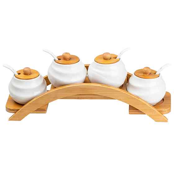 Yiwu Набір для спецій 4 шт по 200 мл із кришками та ложками HP-1200 Київ