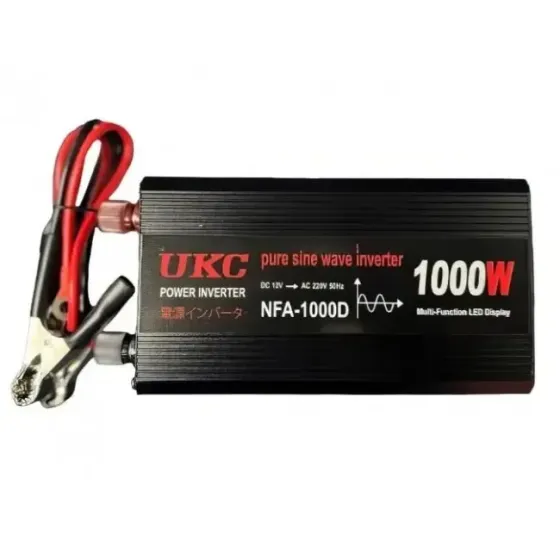 Інвертор UKC чиста синусоїда AC/DC 1000W 12V–220V із захистом та інтелектуальним охолодженням Одеса