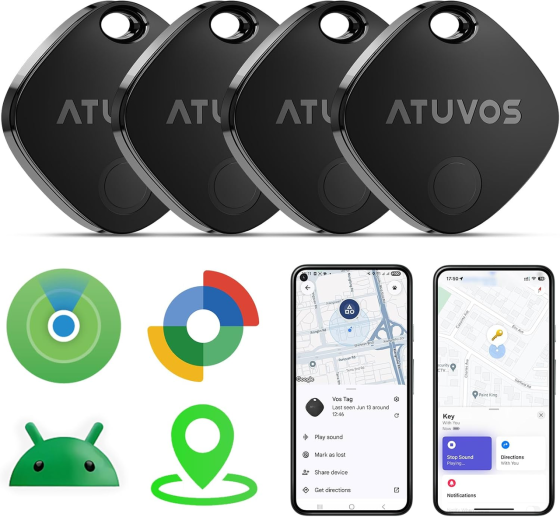 Bluetooth-трекер ATUVOS Air Tracker Tag PRO 4 шт., Apple Find My / Google Find Hub, IP67, CR2032, iOS/Android Киев