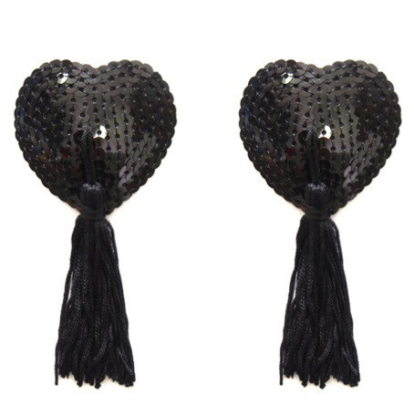 Наклейки на груди з паєтками 5 на 4,5 см чорний Київ - фото 3