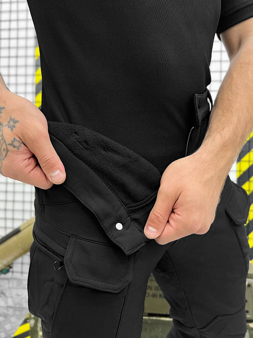 Штани чорні на флісі зимові теплі тактичні анатомічний крій Одесса - изображение 4