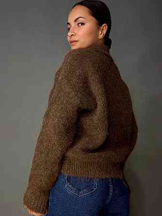 Светр жіночий A-N 19-1 з коміром поло теплий вільний, коричневий, one size Київ
