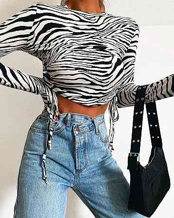 Жіночий зебровий топ з довгим рукавом з турецької віскози Одеса