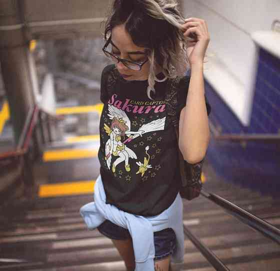 Футболка для мальчика аниме Кардкаптор Сакура Ваифу Керо оверсайз (рост от 165 до 180 ) Черний AnimeJ0807m Днепр