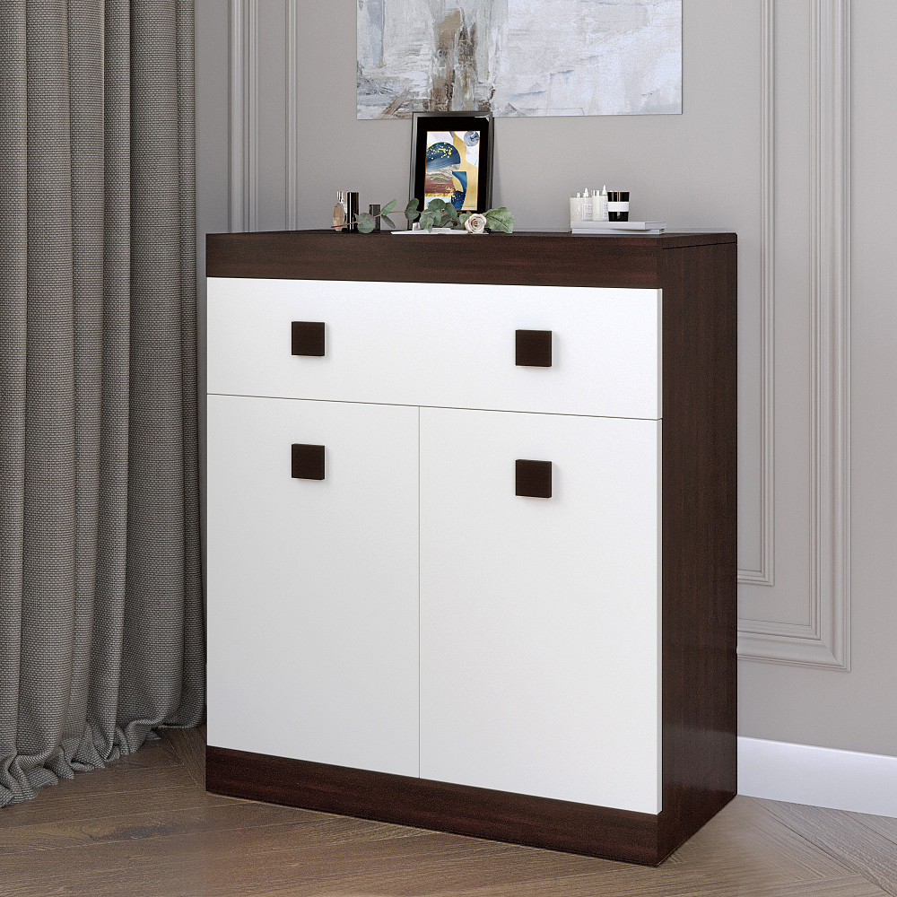 Комод з дверима та ящиком Еверест Соната-4 80х38х94 венге + білий (DTM-2475) Львів - фото 1