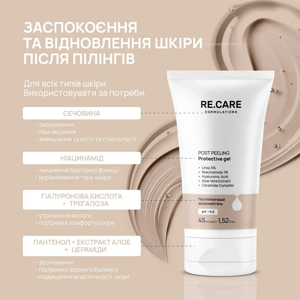 Постпилинговый защитный гель Post Peeling Protective Gel RE.CARE 45 мл Киев - изображение 6