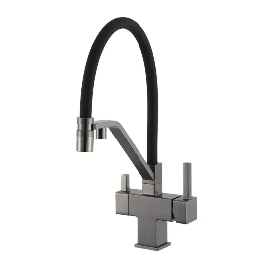 Змішувач для кухні з підключенням до фільтру GAPPO G4395-69 з гнучким виливом, графіт Київ