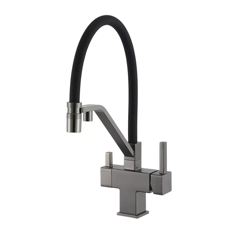 Змішувач для кухні з підключенням до фільтру GAPPO G4395-69 з гнучким виливом, графіт Київ - фото 1