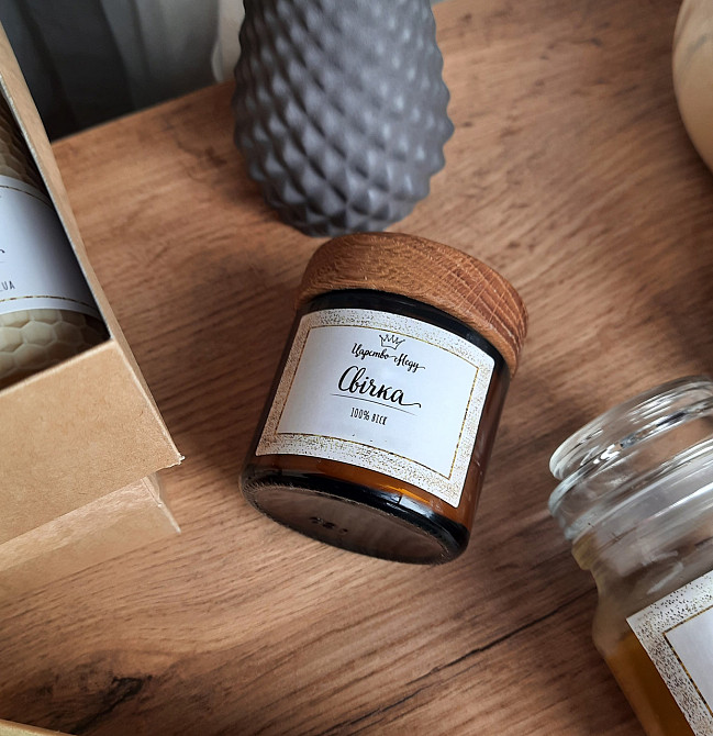 Свічка у скляній банці з бджолиного воску Царство Меду 100 мл Одеса - фото 2