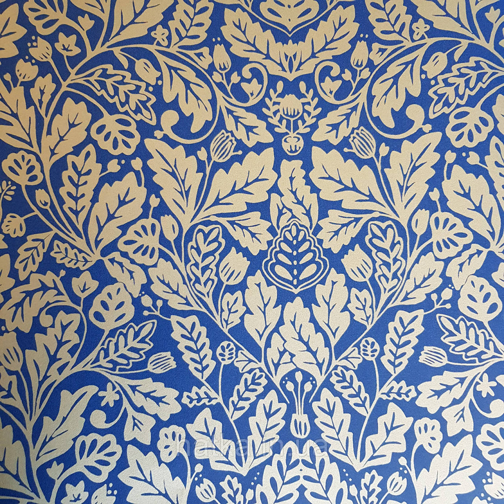 Шпалери вінілові на флізелін Caselio Mystery 0.53х10 м яскраві листя дубок золотисті на темно синьому Київ - фото 4