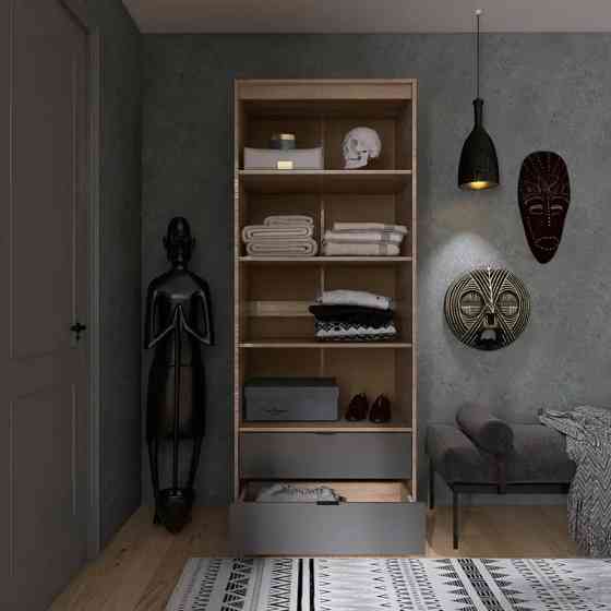 Шкаф для одежды с 2 полками над выдвижными ящиками Эверест Сити-800 80,2х50х204,6 см Дуб сонома/Графит (DTM-071140) Днепр