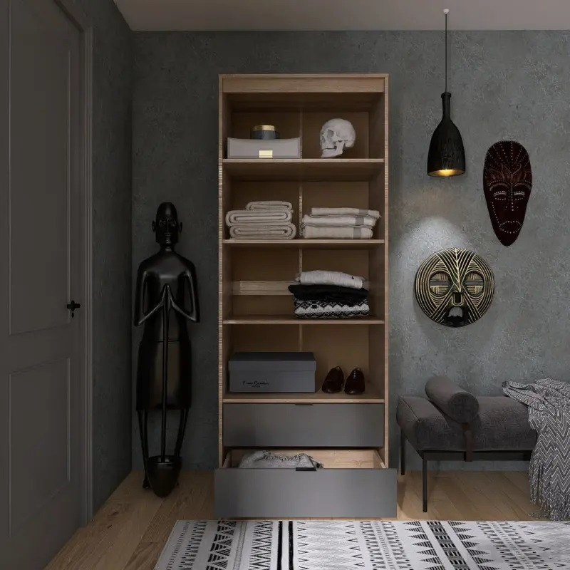 Шафа для одягу з 2 полицями над висувними шухлядами Еверест Сіті-800 80,2х50х204,6 см Дуб сонома/Графіт (DTM-071140) Дніпро - фото 3