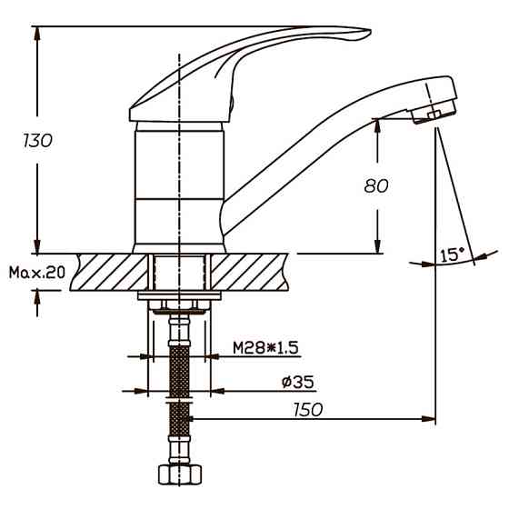 Смеситель для умывальника Haiba Fabio 555, длина 15 см (HB0106) Харьков