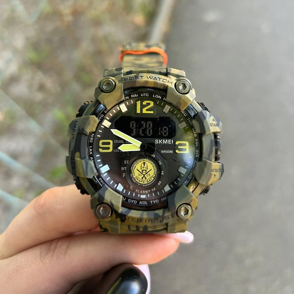 Годинник чоловічий водостійкий тактичний Skmei Brave з Вашим Лого (Камуфляж) Вінниця - фото 8
