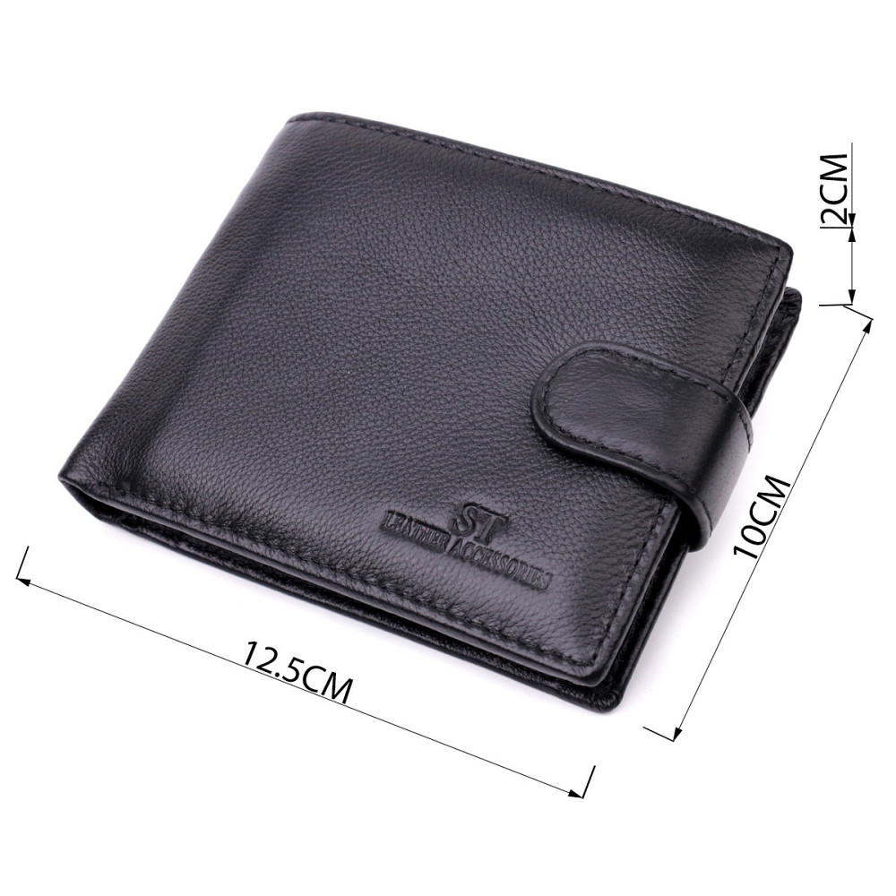 Горизонтальний чоловічий гаманець із натуральної шкіри ST Leather 22443 Чорний Київ - фото 4