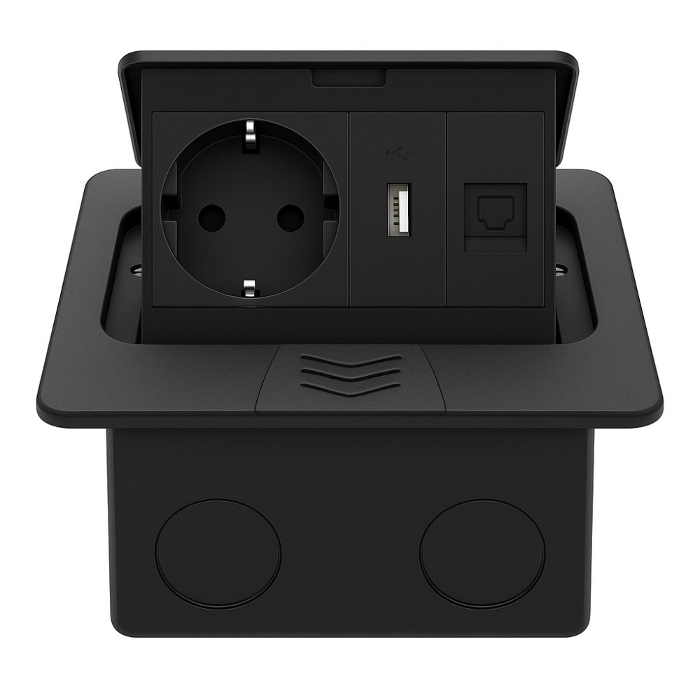 LIVOLO Розетка підлогова подвійна LIVOLO чорна, вбудована у підлогу, з USB 10Вт, інтернет RJ-45 Коломыя - изображение 3