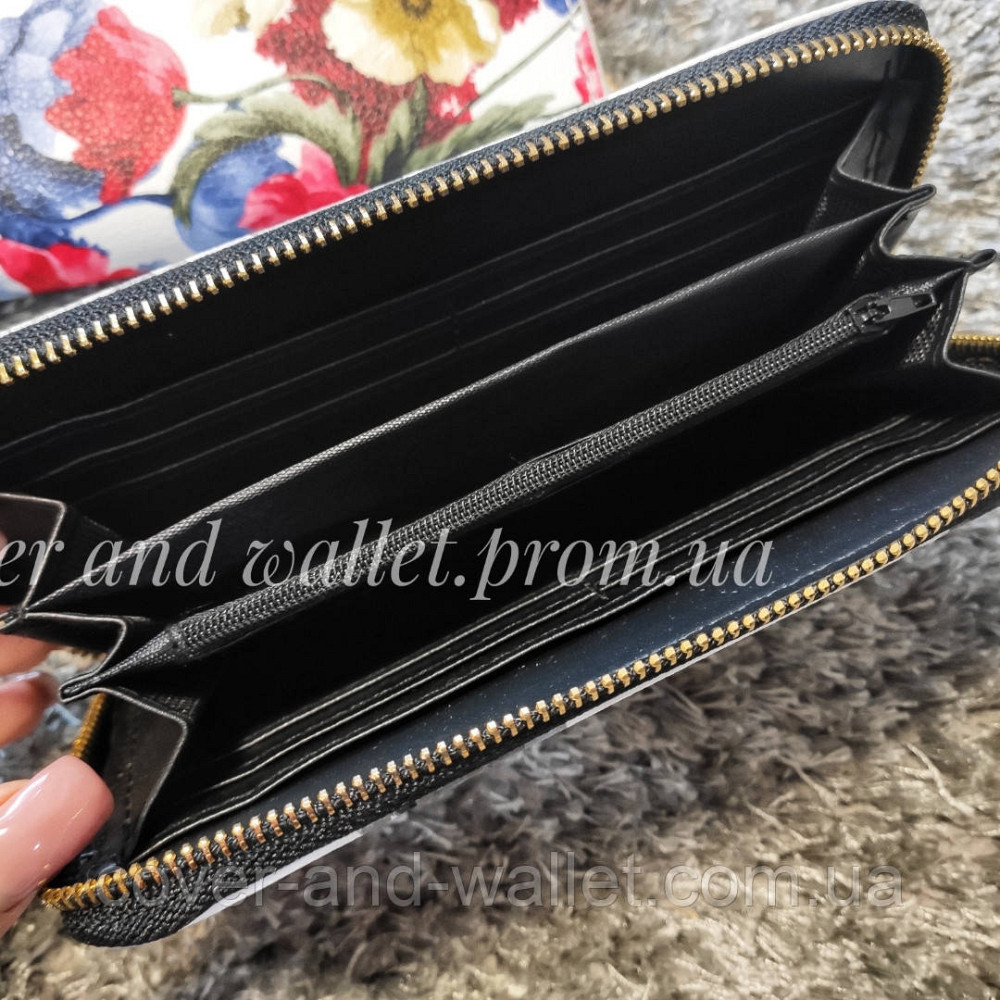 Жіночий гаманець на блискавці з квітковим принтом білого кольору NA Київ - фото 7