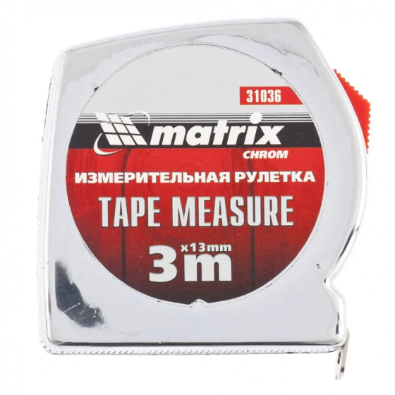 Рулетка Chrom, 3 м x 13 мм, хромований корпус MATRIX - 310369 Київ