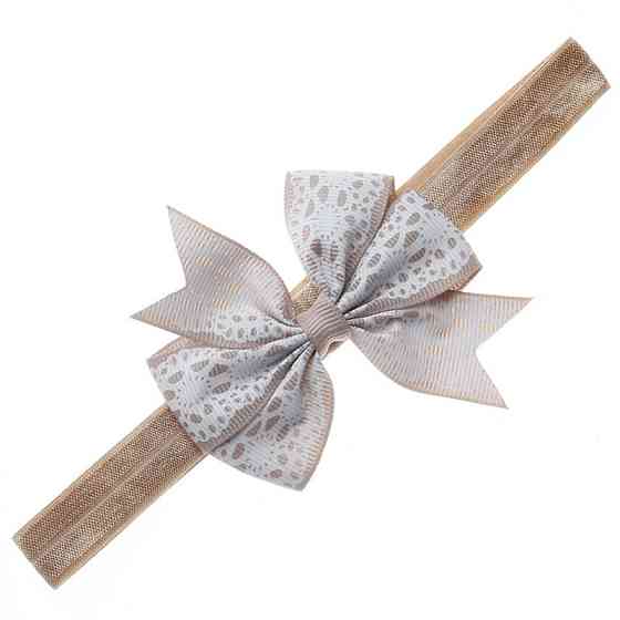 Дитяча пов'язка з мереживним принтом на голову one size кавово-білий Київ