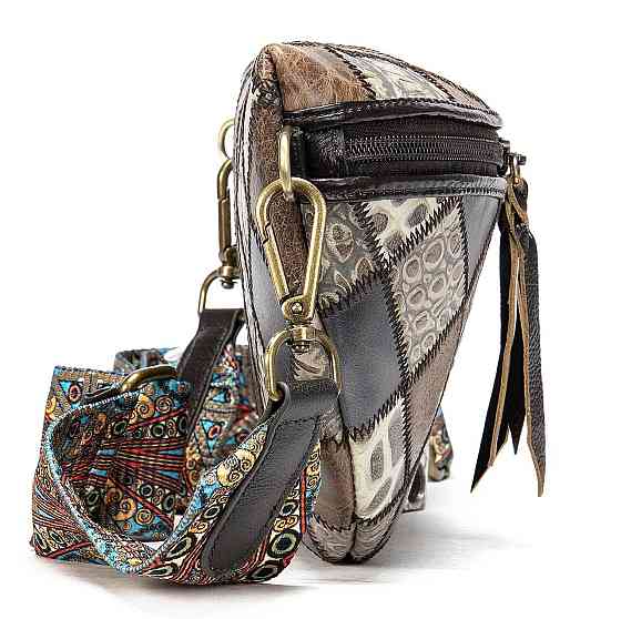 Жіноча поясна шкіряна сумка Різнокольорова (Vintage) Київ