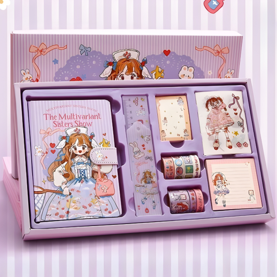 Блокнот з канцелярським приладдям, Дитячий в подарунковій упаковці набір для дівчаток 390х240 см, фіолетовий Кам'янець-Подільський