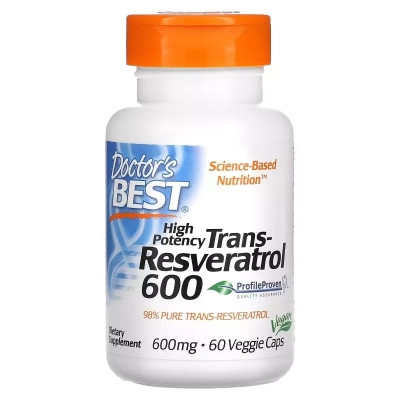 Антиоксидант Doctor's Best Ресвератрол, 600 мг, High Potency Trans-Resveratrol 600, 60 вегетариански (DRB-00416) Винница - изображение 1