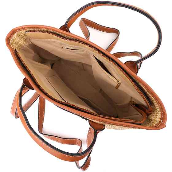 Містка жіноча сумка на літо з якісного текстилю Vintage sale_15137 Коричневий Київ