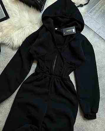 Женский теплый комбинезон с капюшоном и имитацией корсета трехнить на флисе + трикотаж рубчик 46/48 Одесса