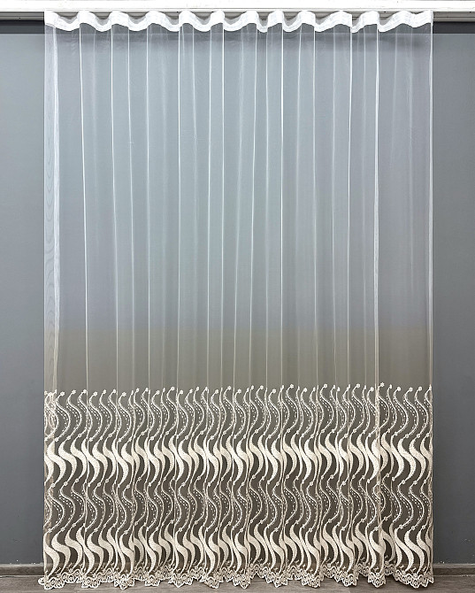 Тюль VR-Textil 1768т Фатин «Омбре» с вышивкой и люрексом Айвори с белым 300х270 см (42-0774) Киев - изображение 2