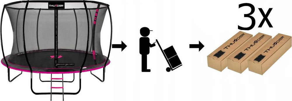 Батут THUNDER INSIDE ULTRA з внутрішньою сіткою 14 футів 427 см чорно-рожевий Київ - фото 8