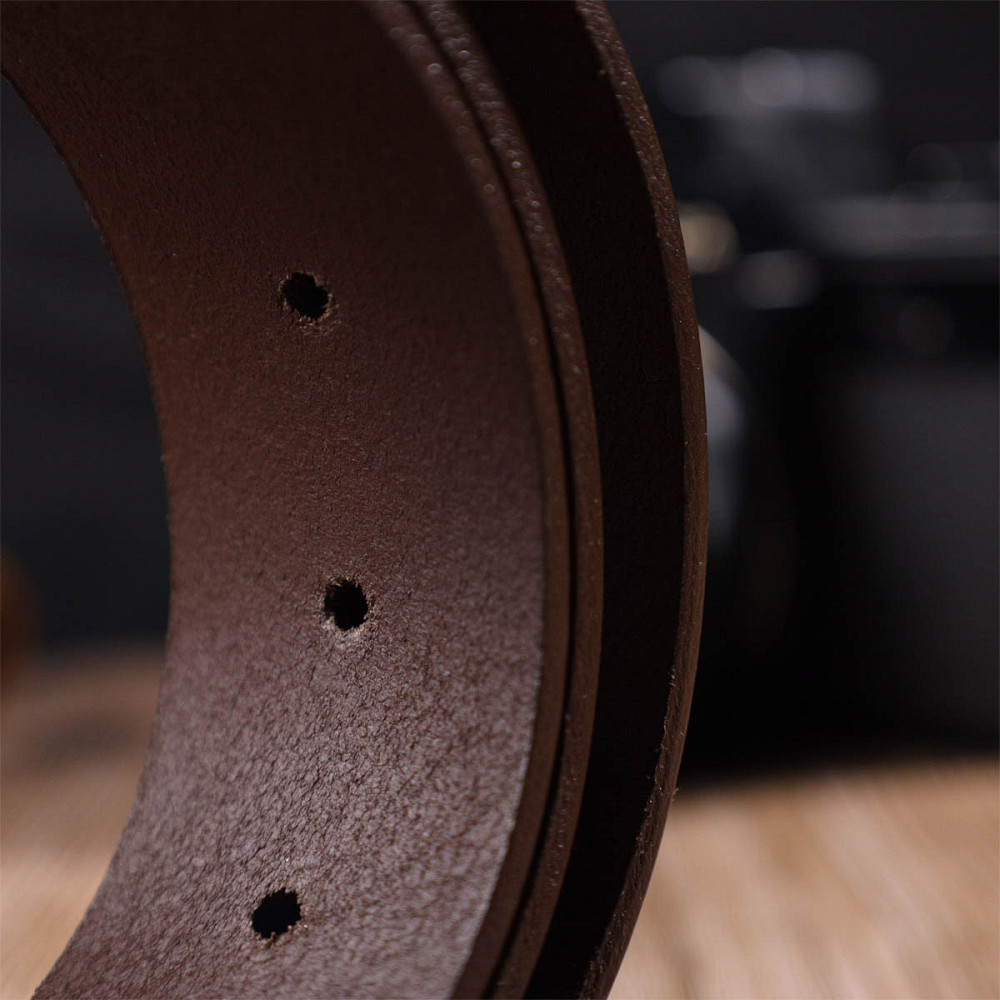 Универсальный мужской ремень с механической пряжкой из натуральной кожи BOND 22071 Коричневый Киев - изображение 2