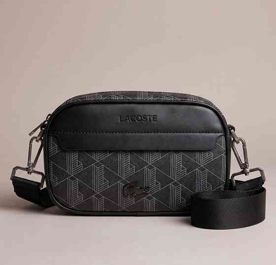 Чоловіча брендова сумка, барсетка на плече Lacoste (3650) black Київ