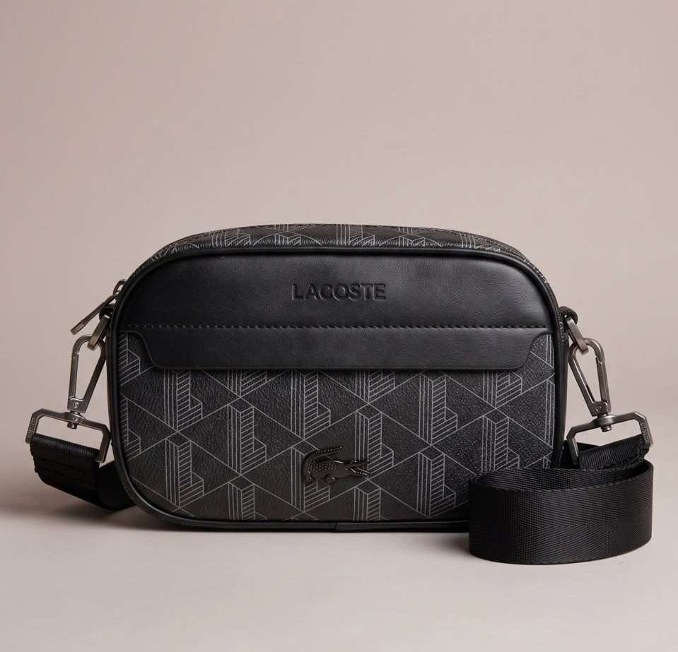 Чоловіча брендова сумка, барсетка на плече Lacoste (3650) black Київ - фото 1